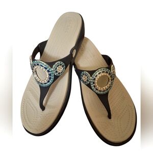 CROCS Sandals Sanrah Diamonte Wedge W8